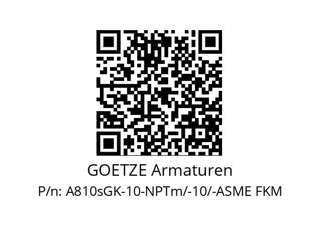   GOETZE Armaturen A810sGK-10-NPTm/-10/-ASME FKM