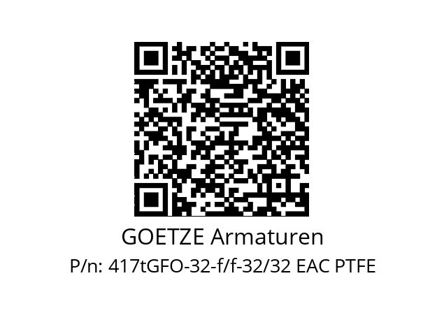   GOETZE Armaturen 417tGFO-32-f/f-32/32 EAC PTFE