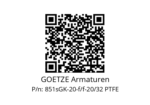   GOETZE Armaturen 851sGK-20-f/f-20/32 PTFE