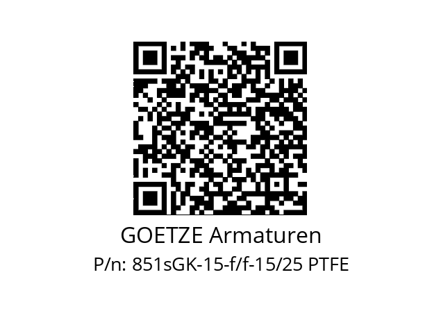   GOETZE Armaturen 851sGK-15-f/f-15/25 PTFE