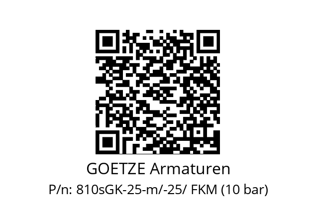   GOETZE Armaturen 810sGK-25-m/-25/ FKM (10 bar)