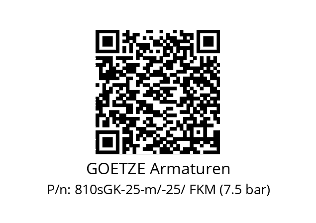   GOETZE Armaturen 810sGK-25-m/-25/ FKM (7.5 bar)