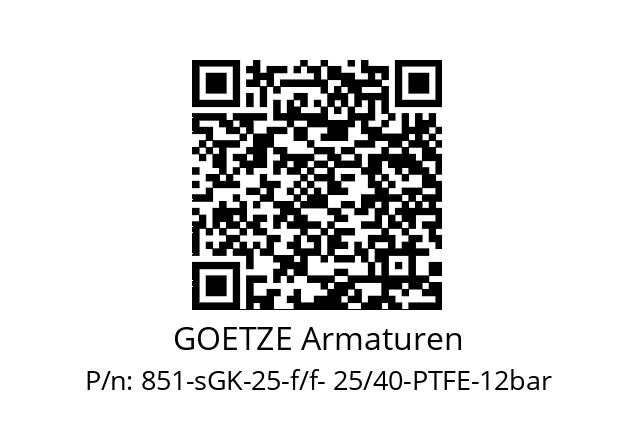   GOETZE Armaturen 851-sGK-25-f/f- 25/40-PTFE-12bar