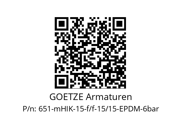   GOETZE Armaturen 651-mHIK-15-f/f-15/15-EPDM-6bar