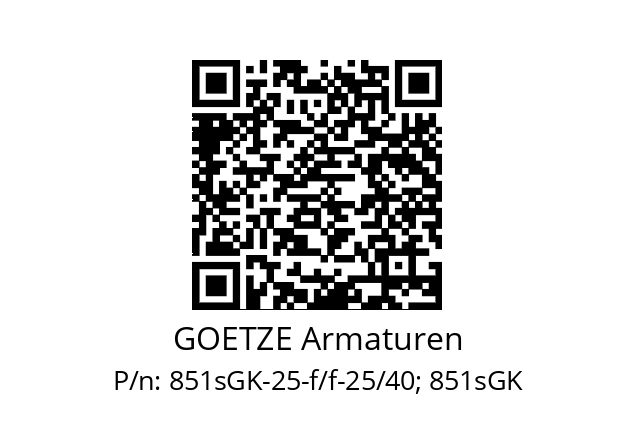   GOETZE Armaturen 851sGK-25-f/f-25/40; 851sGK