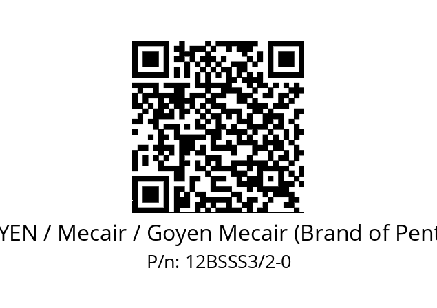   GOYEN / Mecair / Goyen Mecair (Brand of Pentair) 12BSSS3/2-0