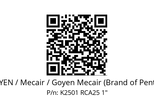   GOYEN / Mecair / Goyen Mecair (Brand of Pentair) K2501 RCA25 1"