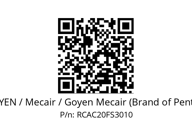   GOYEN / Mecair / Goyen Mecair (Brand of Pentair) RCAC20FS3010