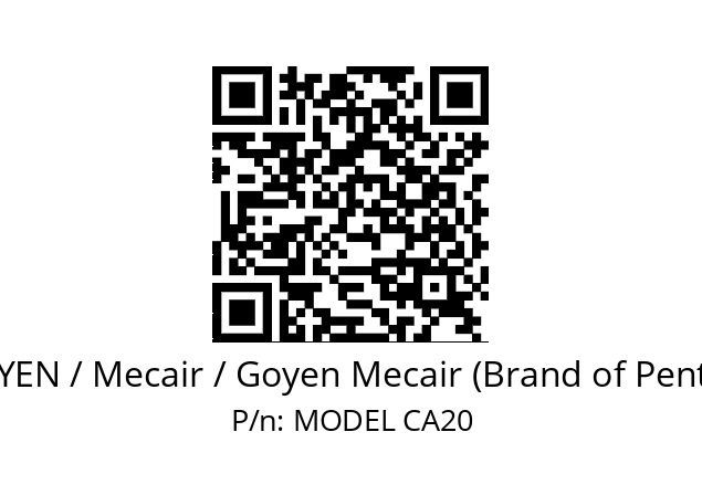   GOYEN / Mecair / Goyen Mecair (Brand of Pentair) MODEL CA20