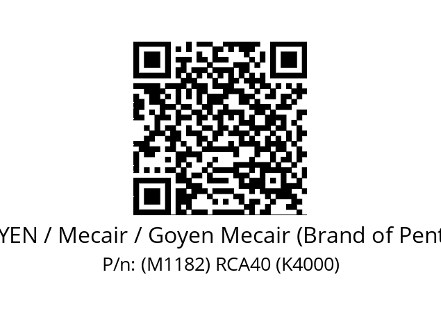   GOYEN / Mecair / Goyen Mecair (Brand of Pentair) (M1182) RCA40 (K4000)