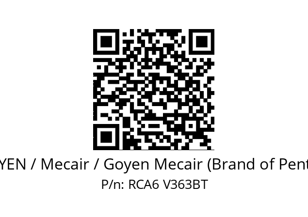   GOYEN / Mecair / Goyen Mecair (Brand of Pentair) RCA6 V363BT