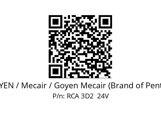   GOYEN / Mecair / Goyen Mecair (Brand of Pentair) RCA 3D2  24V