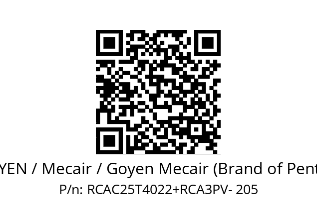   GOYEN / Mecair / Goyen Mecair (Brand of Pentair) RCAC25T4022+RCA3PV- 205