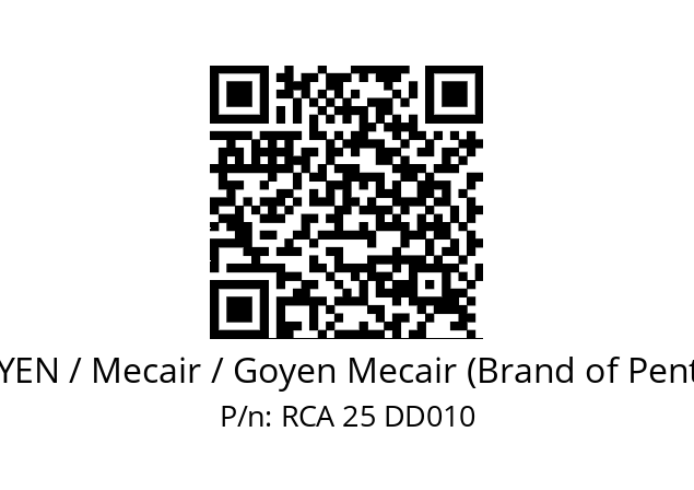   GOYEN / Mecair / Goyen Mecair (Brand of Pentair) RCA 25 DD010