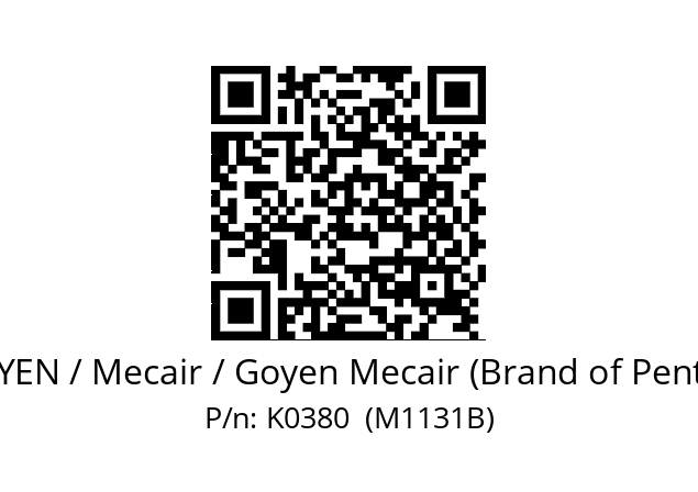   GOYEN / Mecair / Goyen Mecair (Brand of Pentair) K0380  (M1131B)