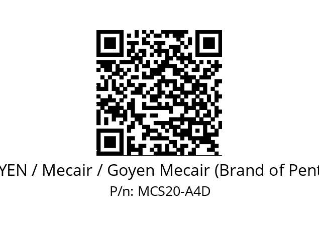   GOYEN / Mecair / Goyen Mecair (Brand of Pentair) MCS20-A4D