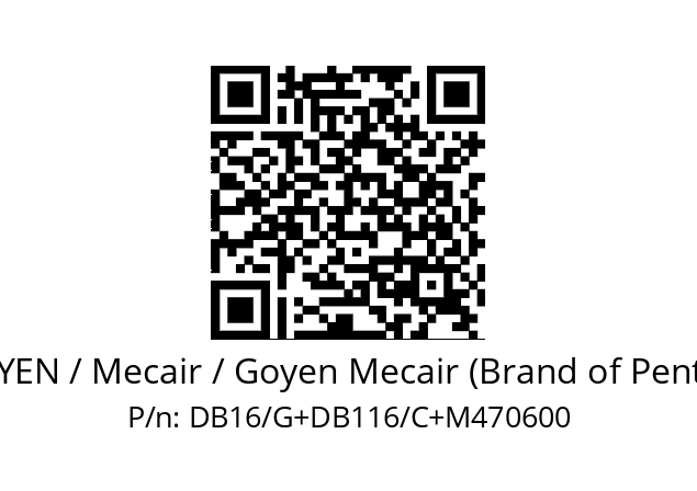   GOYEN / Mecair / Goyen Mecair (Brand of Pentair) DB16/G+DB116/C+M470600