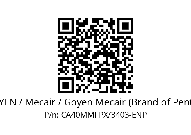   GOYEN / Mecair / Goyen Mecair (Brand of Pentair) CA40MMFPX/3403-ENP