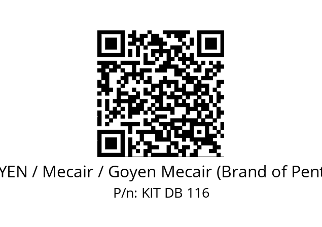   GOYEN / Mecair / Goyen Mecair (Brand of Pentair) KIT DB 116