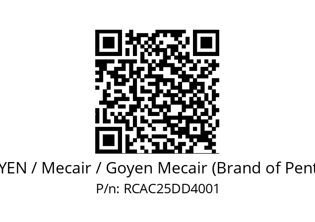   GOYEN / Mecair / Goyen Mecair (Brand of Pentair) RCAC25DD4001