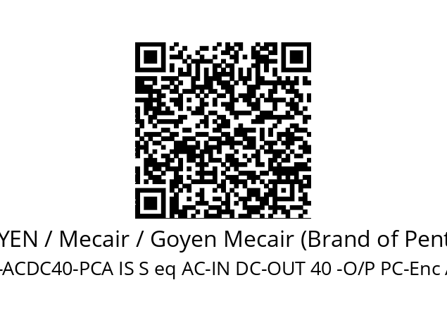   GOYEN / Mecair / Goyen Mecair (Brand of Pentair) IS-ACDC40-PCA IS S eq AC-IN DC-OUT 40 -O/P PC-Enc ATEX N