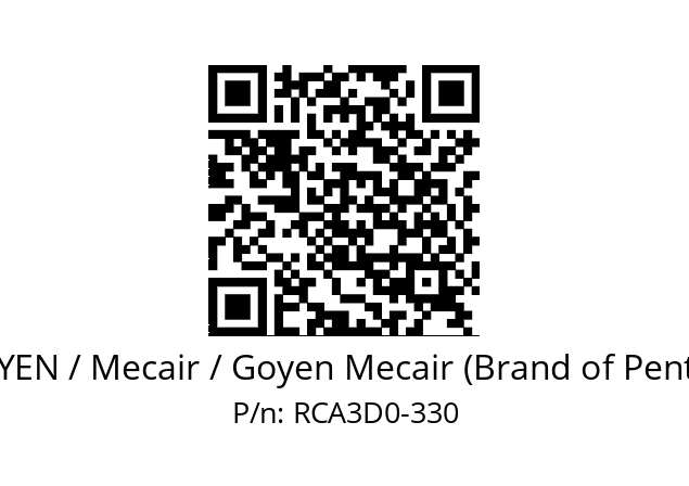   GOYEN / Mecair / Goyen Mecair (Brand of Pentair) RCA3D0-330