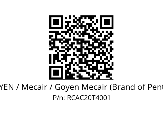   GOYEN / Mecair / Goyen Mecair (Brand of Pentair) RCAC20T4001