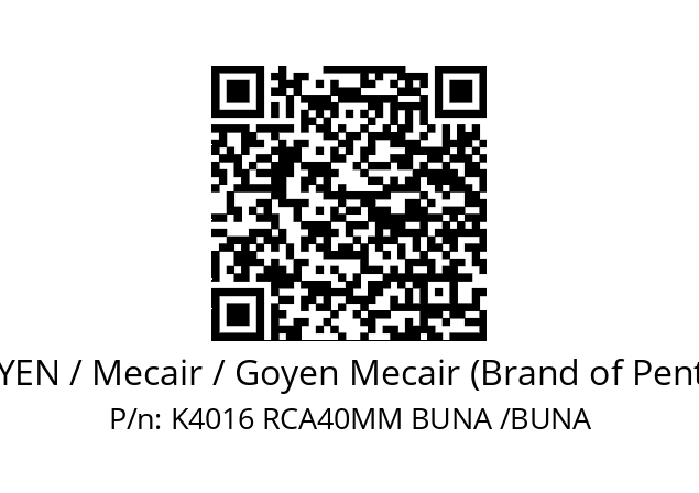   GOYEN / Mecair / Goyen Mecair (Brand of Pentair) K4016 RCA40MM BUNA /BUNA