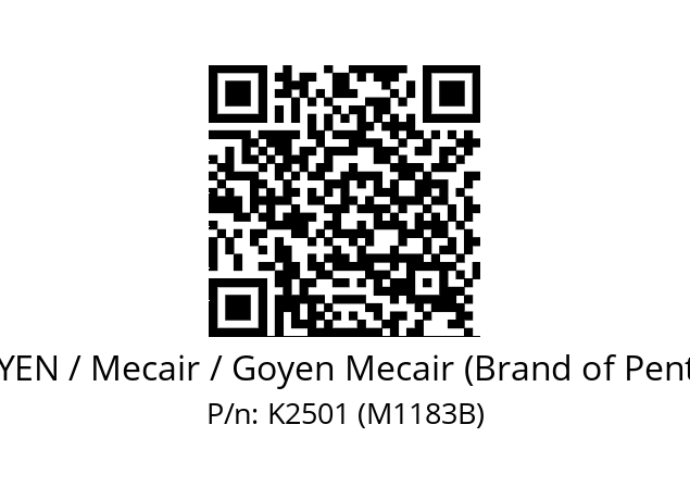   GOYEN / Mecair / Goyen Mecair (Brand of Pentair) K2501 (M1183B)