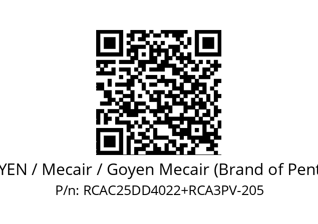   GOYEN / Mecair / Goyen Mecair (Brand of Pentair) RCAC25DD4022+RCA3PV-205