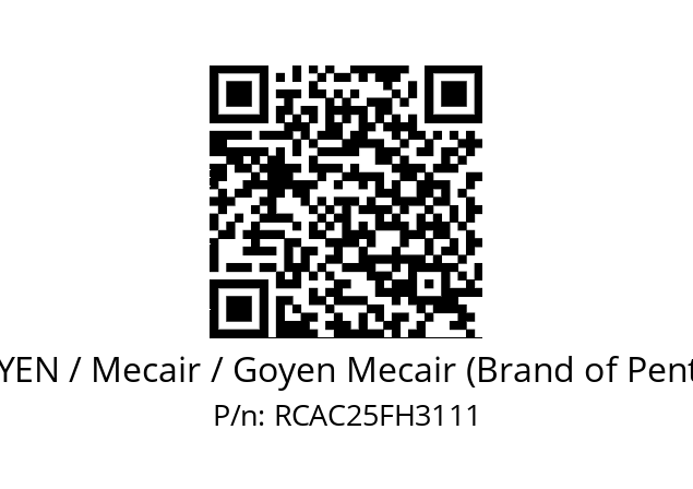   GOYEN / Mecair / Goyen Mecair (Brand of Pentair) RCAC25FH3111