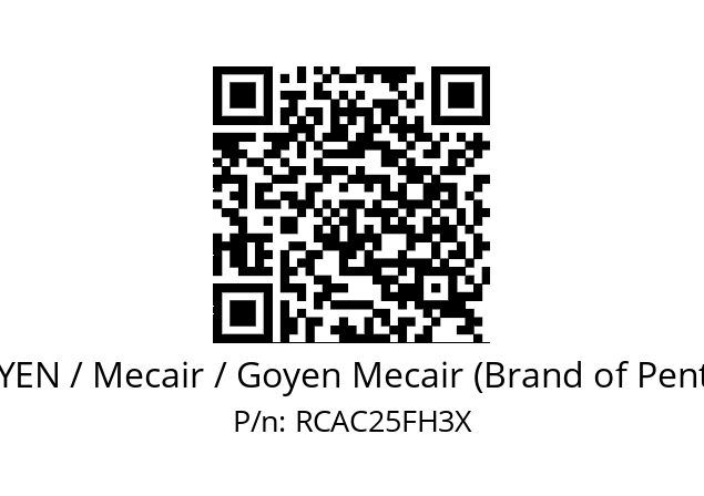   GOYEN / Mecair / Goyen Mecair (Brand of Pentair) RCAC25FH3X