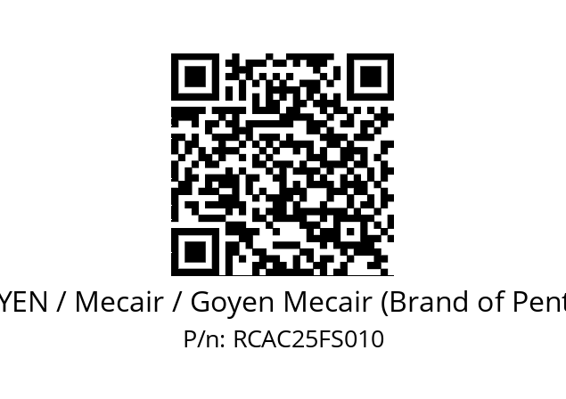   GOYEN / Mecair / Goyen Mecair (Brand of Pentair) RCAC25FS010