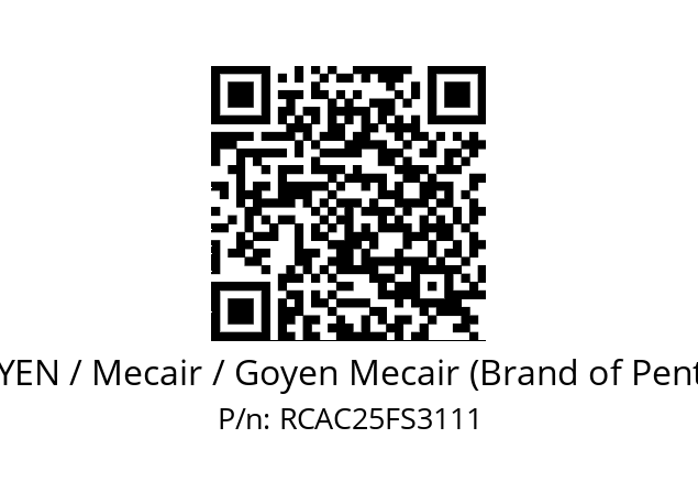   GOYEN / Mecair / Goyen Mecair (Brand of Pentair) RCAC25FS3111