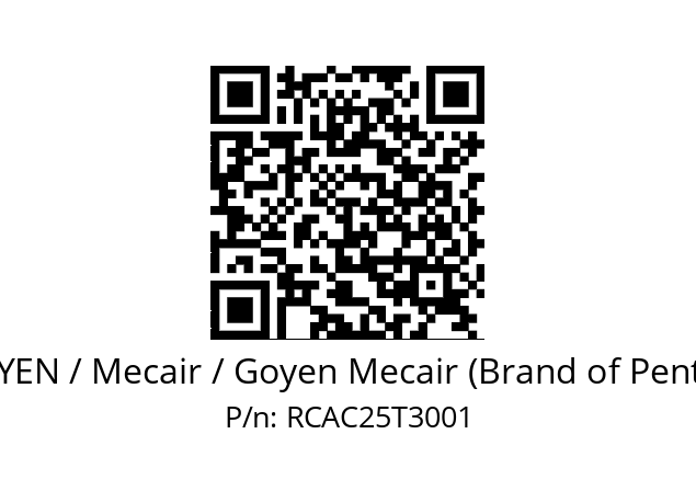   GOYEN / Mecair / Goyen Mecair (Brand of Pentair) RCAC25T3001