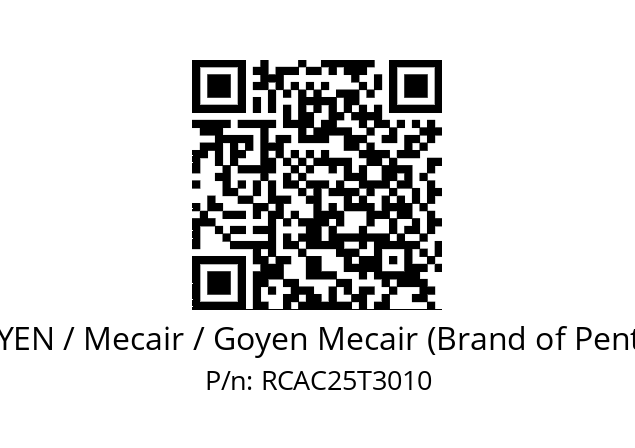   GOYEN / Mecair / Goyen Mecair (Brand of Pentair) RCAC25T3010