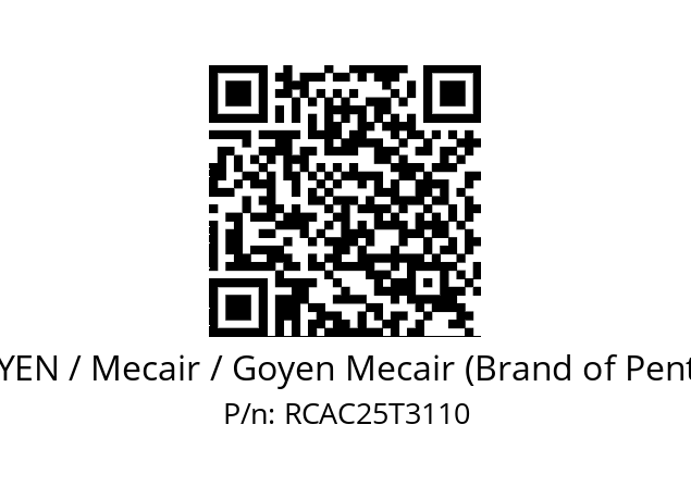   GOYEN / Mecair / Goyen Mecair (Brand of Pentair) RCAC25T3110