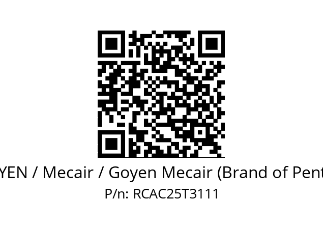   GOYEN / Mecair / Goyen Mecair (Brand of Pentair) RCAC25T3111