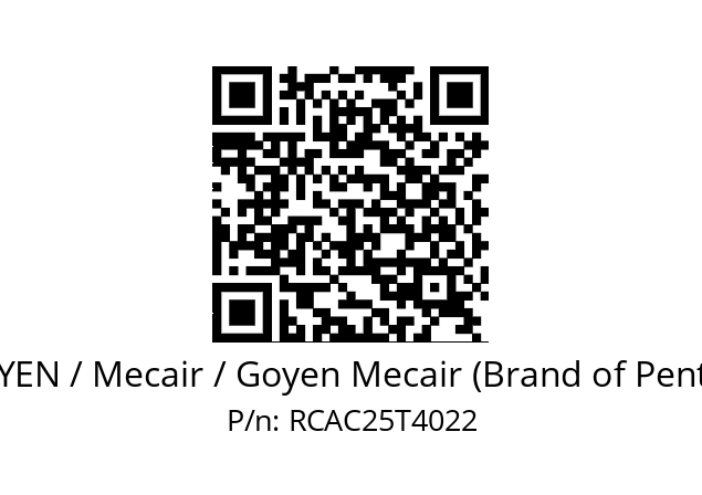   GOYEN / Mecair / Goyen Mecair (Brand of Pentair) RCAC25T4022