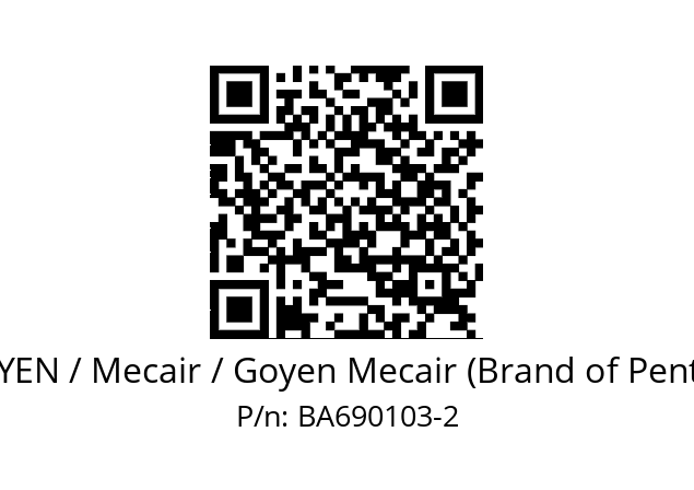   GOYEN / Mecair / Goyen Mecair (Brand of Pentair) BA690103-2