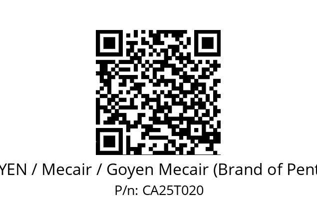   GOYEN / Mecair / Goyen Mecair (Brand of Pentair) CA25T020