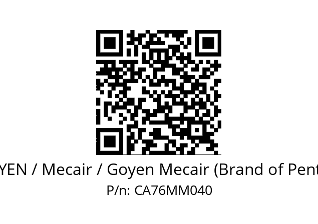   GOYEN / Mecair / Goyen Mecair (Brand of Pentair) CA76MM040