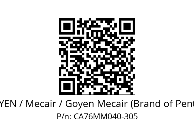   GOYEN / Mecair / Goyen Mecair (Brand of Pentair) CA76MM040-305