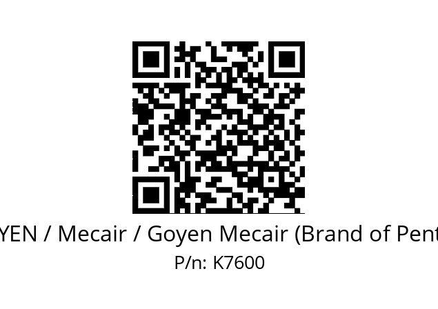   GOYEN / Mecair / Goyen Mecair (Brand of Pentair) K7600