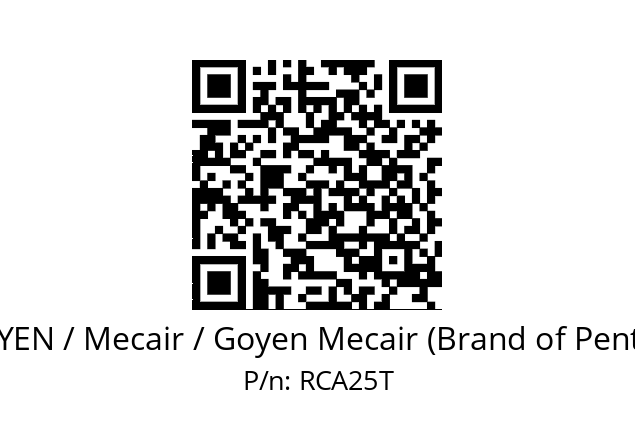   GOYEN / Mecair / Goyen Mecair (Brand of Pentair) RCA25T