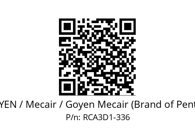   GOYEN / Mecair / Goyen Mecair (Brand of Pentair) RCA3D1-336