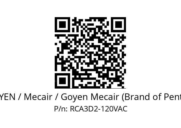   GOYEN / Mecair / Goyen Mecair (Brand of Pentair) RCA3D2-120VAC