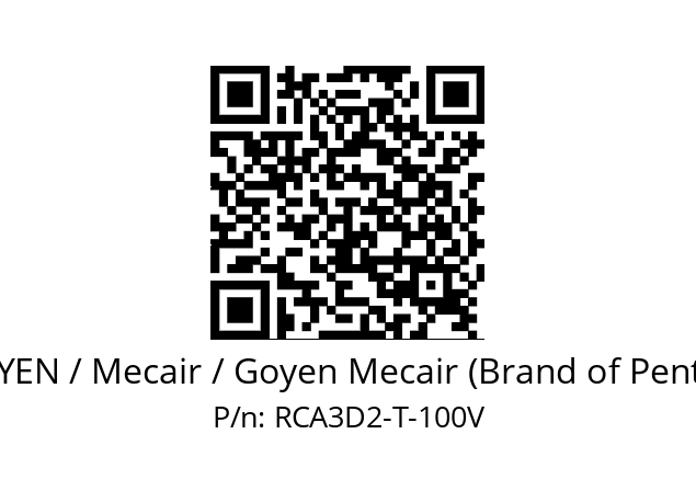   GOYEN / Mecair / Goyen Mecair (Brand of Pentair) RCA3D2-T-100V