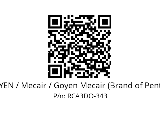   GOYEN / Mecair / Goyen Mecair (Brand of Pentair) RCA3DO-343