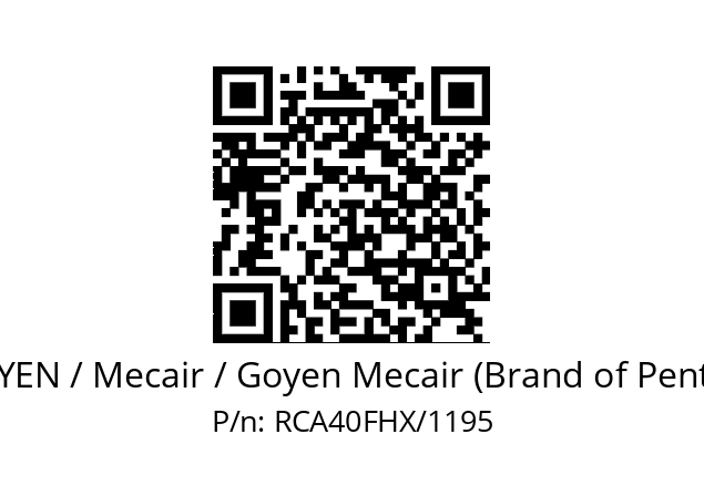   GOYEN / Mecair / Goyen Mecair (Brand of Pentair) RCA40FHX/1195